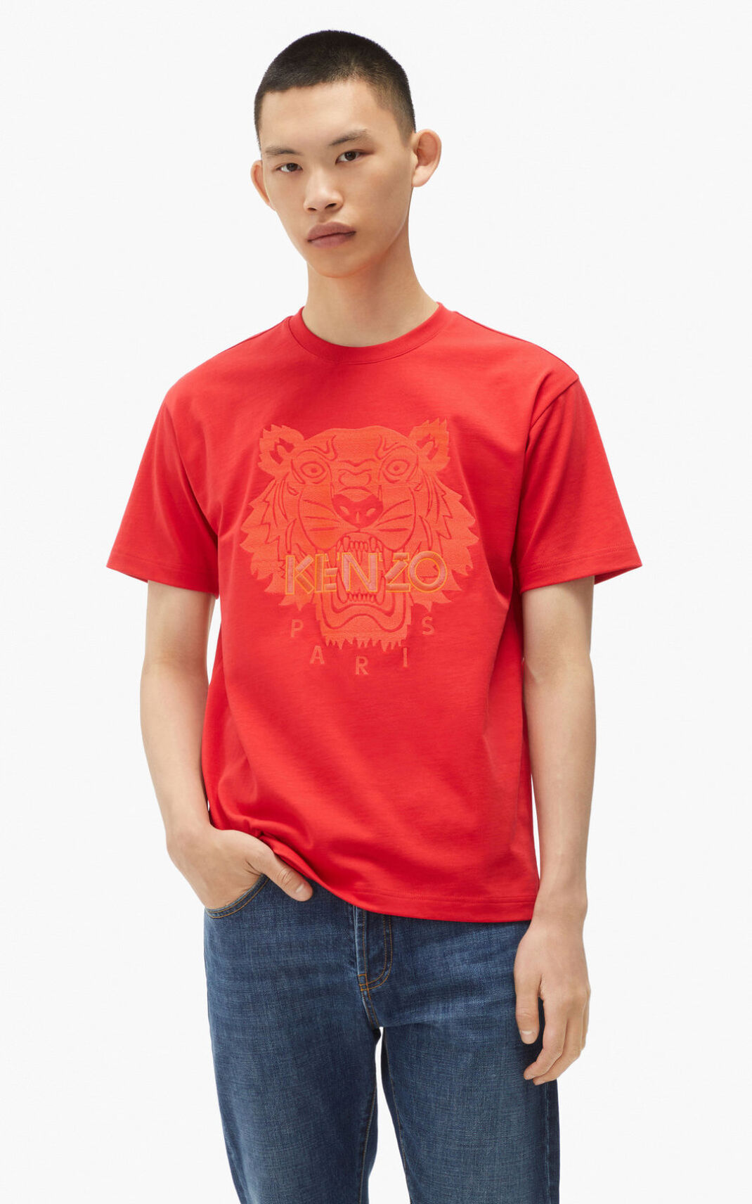 Kenzo Tiger loose fitting μπλουζακια ανδρικα κοκκινα | GR458620